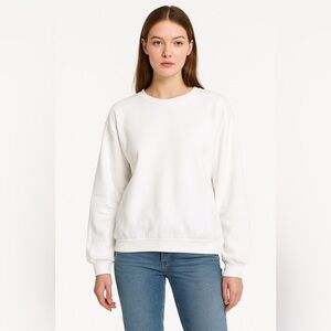 Aqua Kerri Rosenthal White Crew Neck Pullover Sweatshirt Womens‎